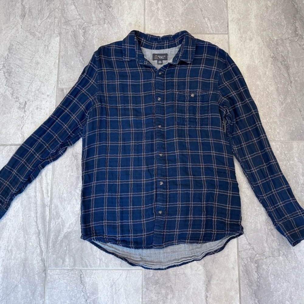Men's Navy Plaid Button-Down Shirt